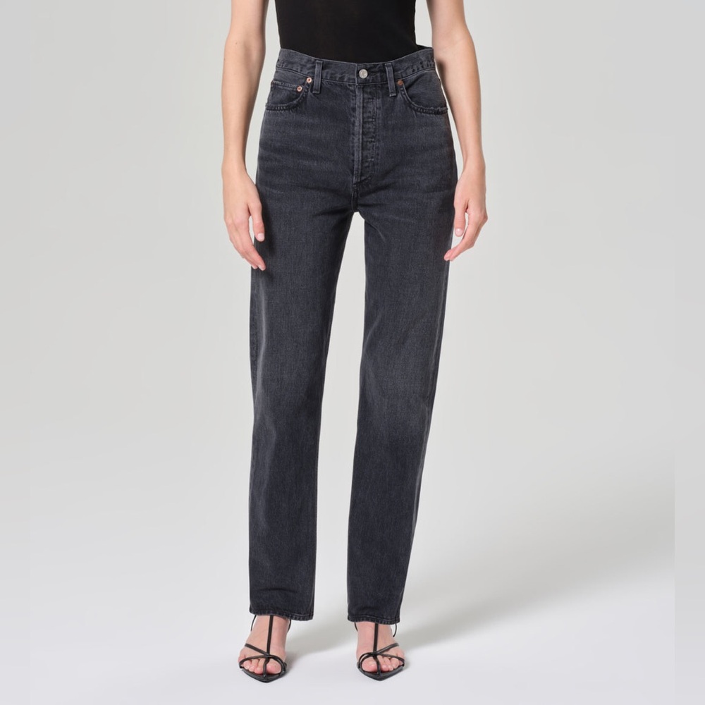 Agolde | 90s Pinch Waist High Rise Straight Jeans | Wash Black (Hitch)